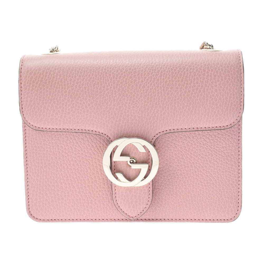 Gucci Interlocking Chain Outlet Dusty Pink Gold Hardware Leather Shoulder Bag
